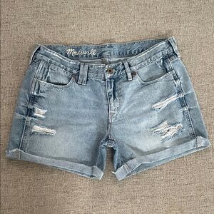 Madewell, Light Blue Distressed Jean Shorts, Size 28